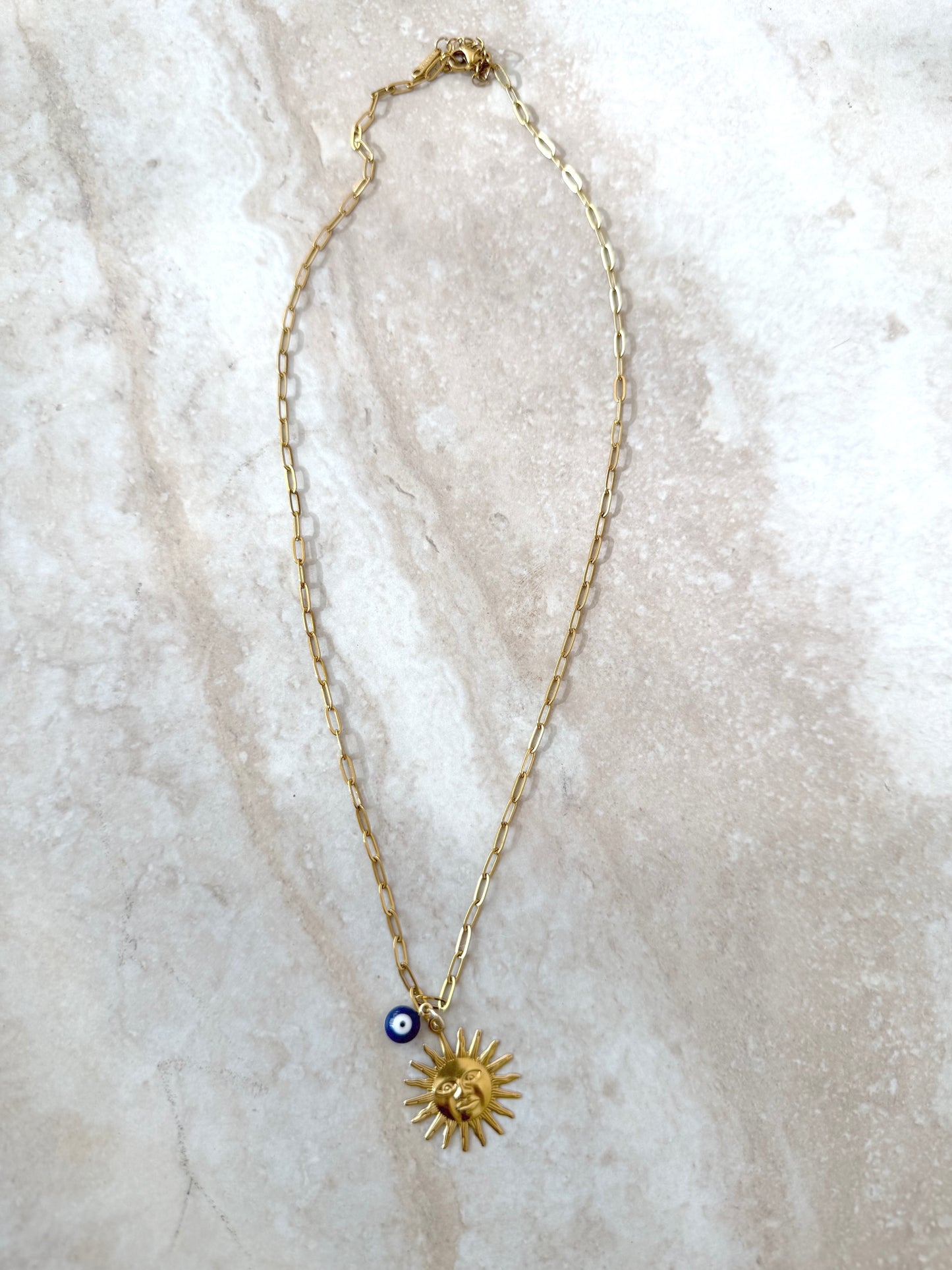 Sun & Eye Charm Necklace