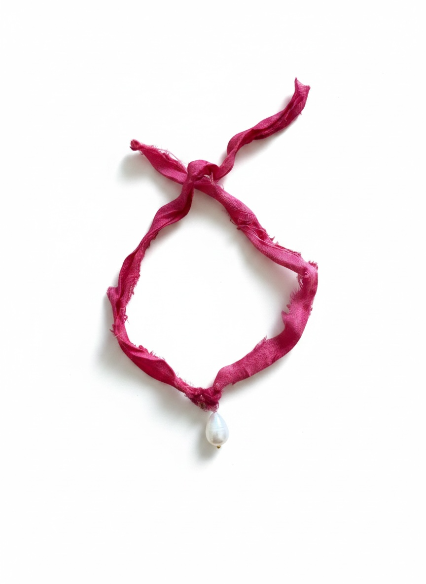 Crimson Pearl Silk Kids Bracelet