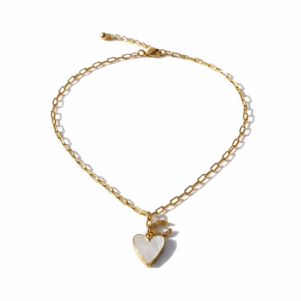 Iridescent Heart Horseshoe Necklace