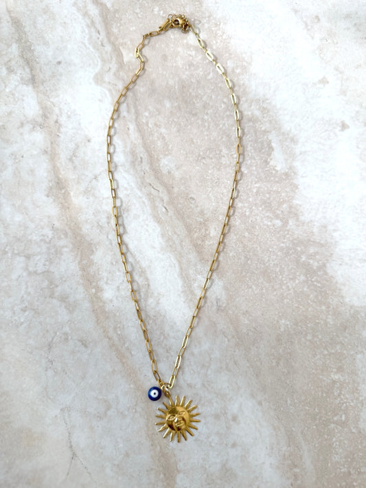 Sun & Eye Charm Necklace