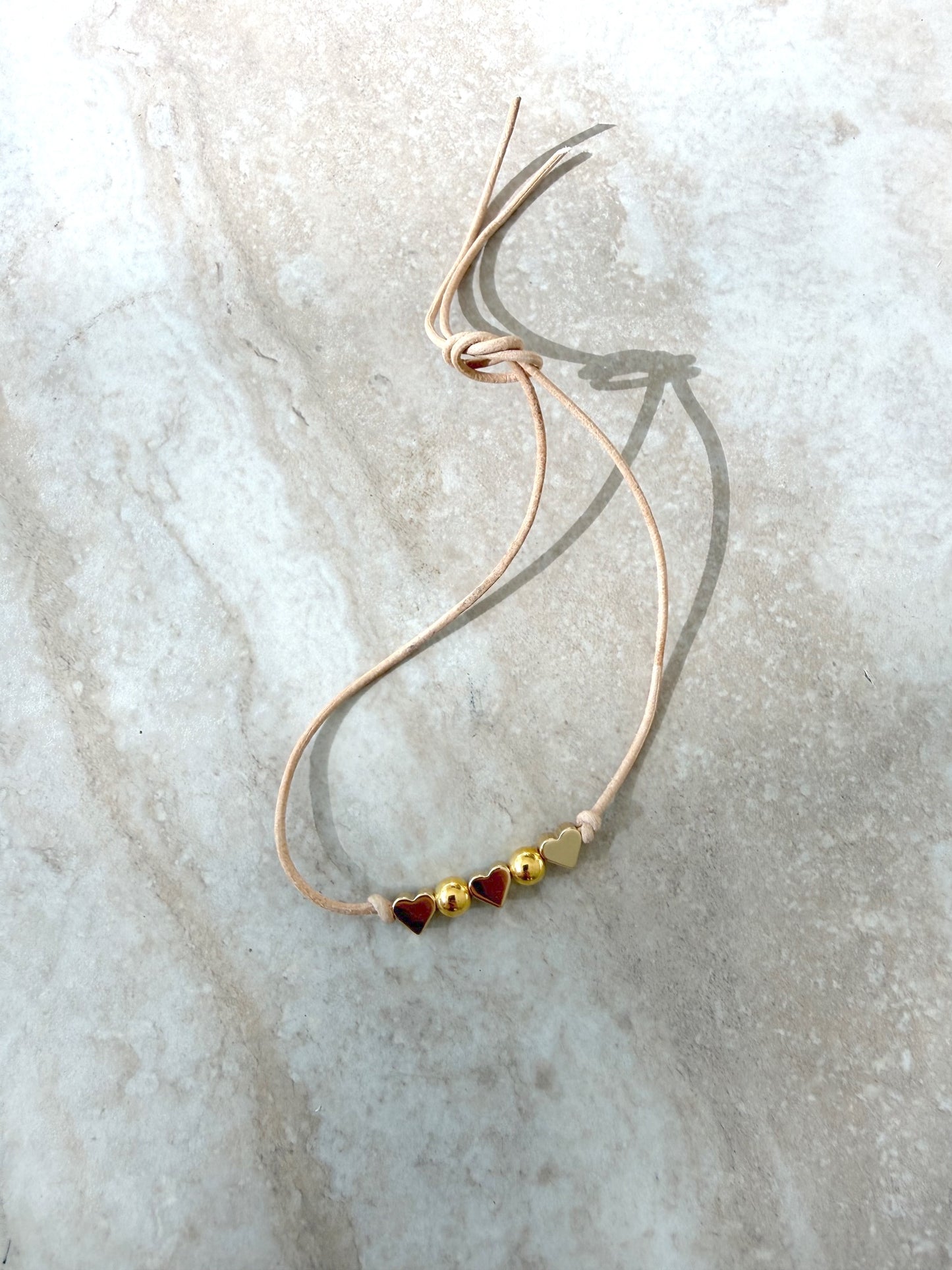 Ivory Heart Leather Cord Bracelet