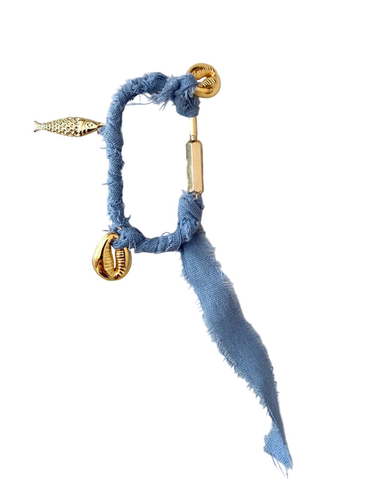Dusty Blue Shell & Fish Carabiner Keychain