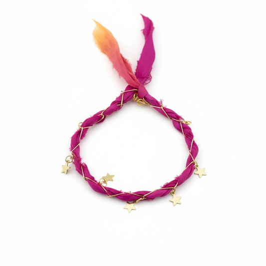 Fuchsia Tide Silk Bracelet